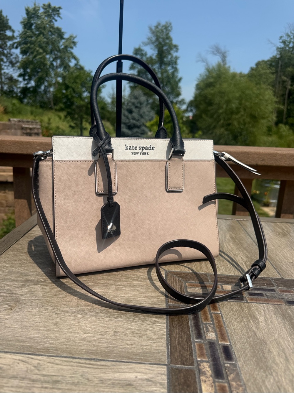 EUC Kate Spade New York Cameron Colorblock Satchel Neutral Crossbody - Picture 3 of 12